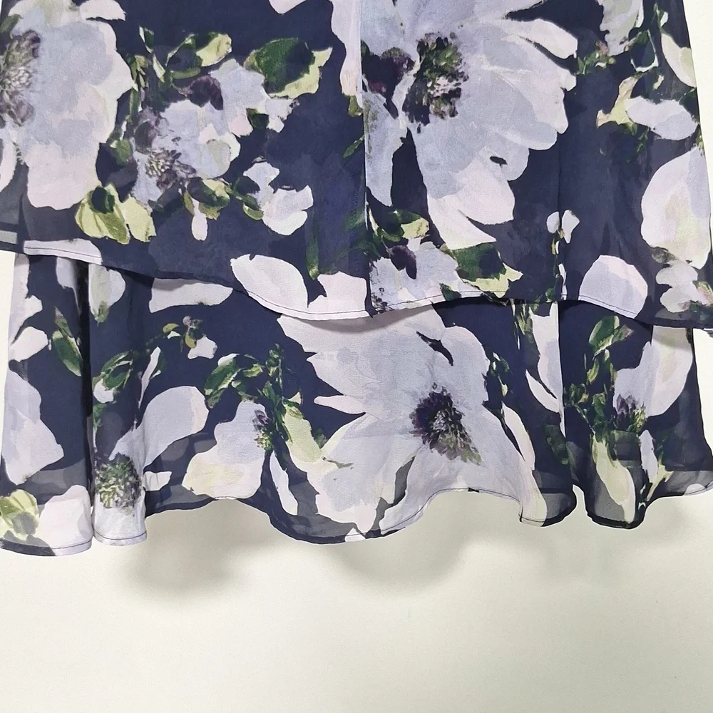 Tahari Floral Midi Dress V-Neck Faux Wrap - Picture 9 of 11